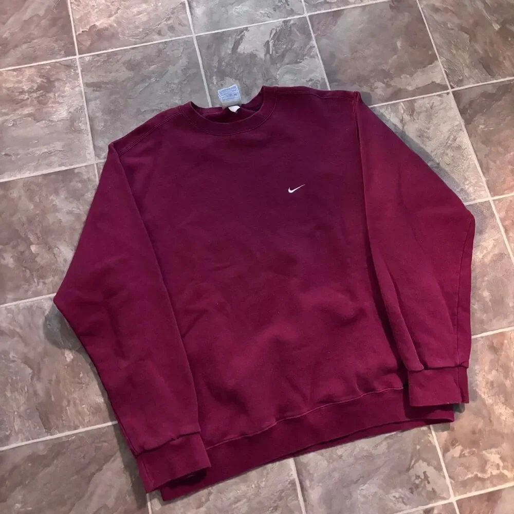 Vintage 2000s Y2K grey tag Nike burgundy crewneck sweatshirt size L